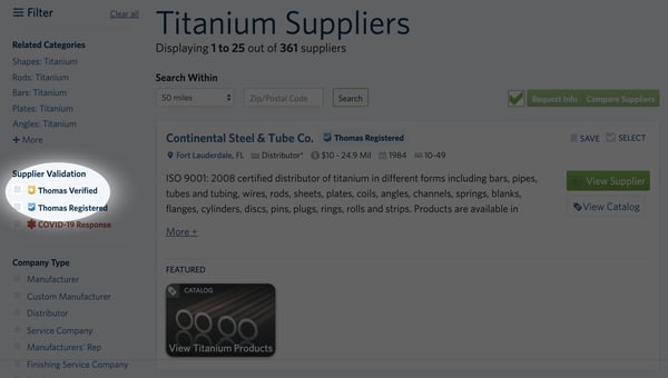 supplier validation thomas verified